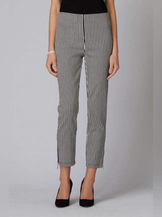 Joseph Ribkoff Pants - Joseph Ribkoff | S | Striped Black & White Slim Ankle Pants